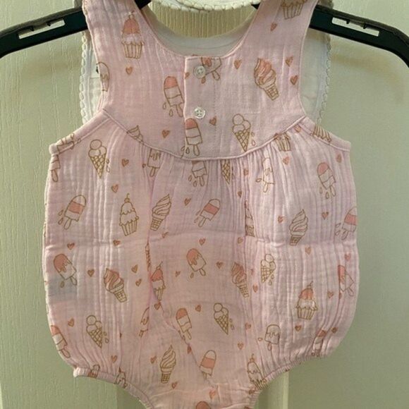 Mud Pie Baby Girls My First Birthday Ice Cream Romper Bib Size 9-12 Months NWT - Picture 6 of 6